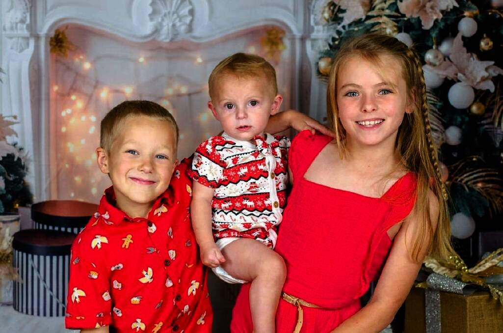 SEASON'S GREETINGS: Simpkins' children Eli, Alby and Clare. Photo: Facebook