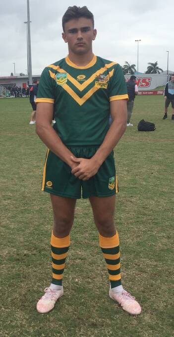 GREEN AND GOLD: Cody after making the Australian Schoolboys under-15 side this year. Photo: Supplied