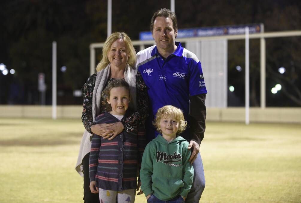 MILESTONE MAN: Dan Overeem with his wife, Sarah, and children, Abbey, 6, and Jack, 5, at No.1 Oval, where he will play a record 300th game on Saturday.  