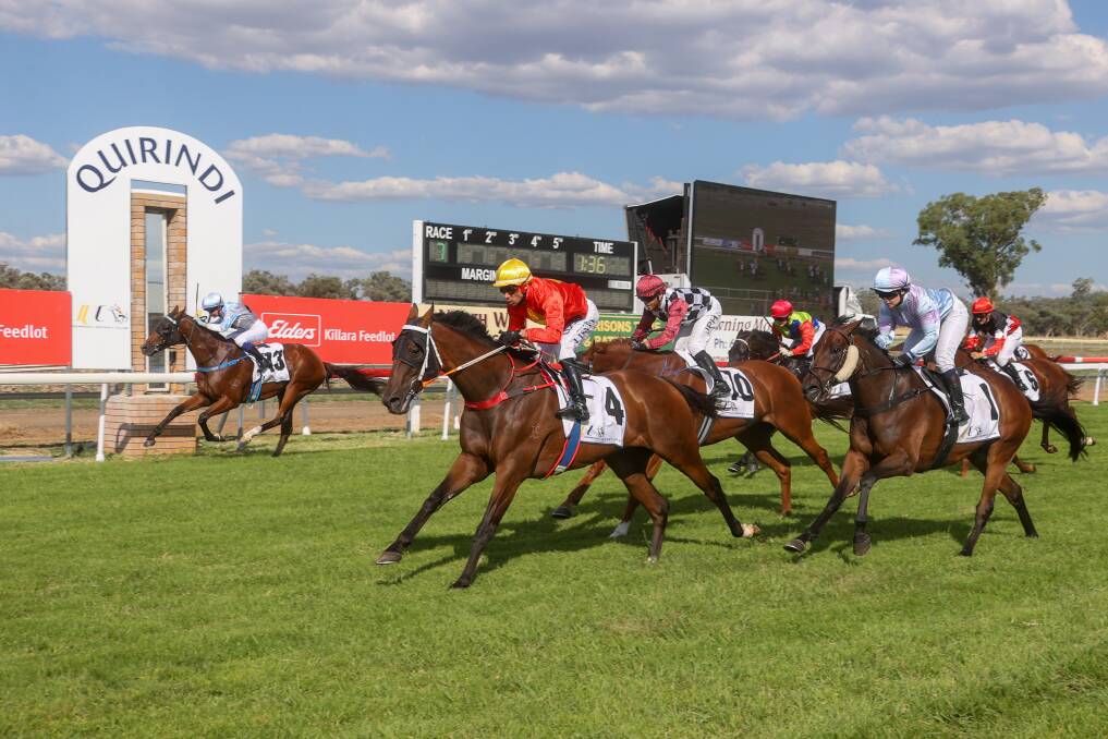 Serg Lisnyy pilots Reward Seeker to victory in the Quirindi Cup. Picture by Bradley Photos