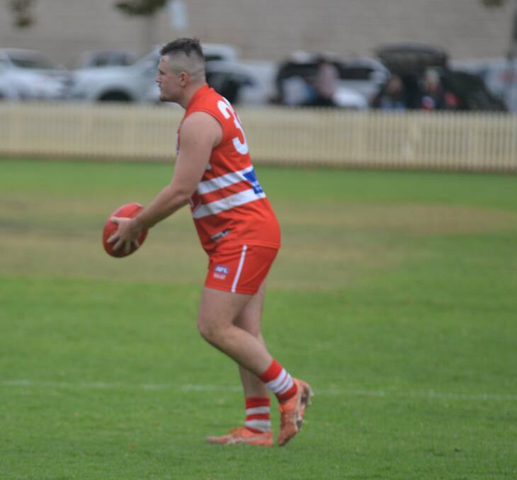 A THREAT: The centre-half forward in action in round one. Photo: Mark Bode