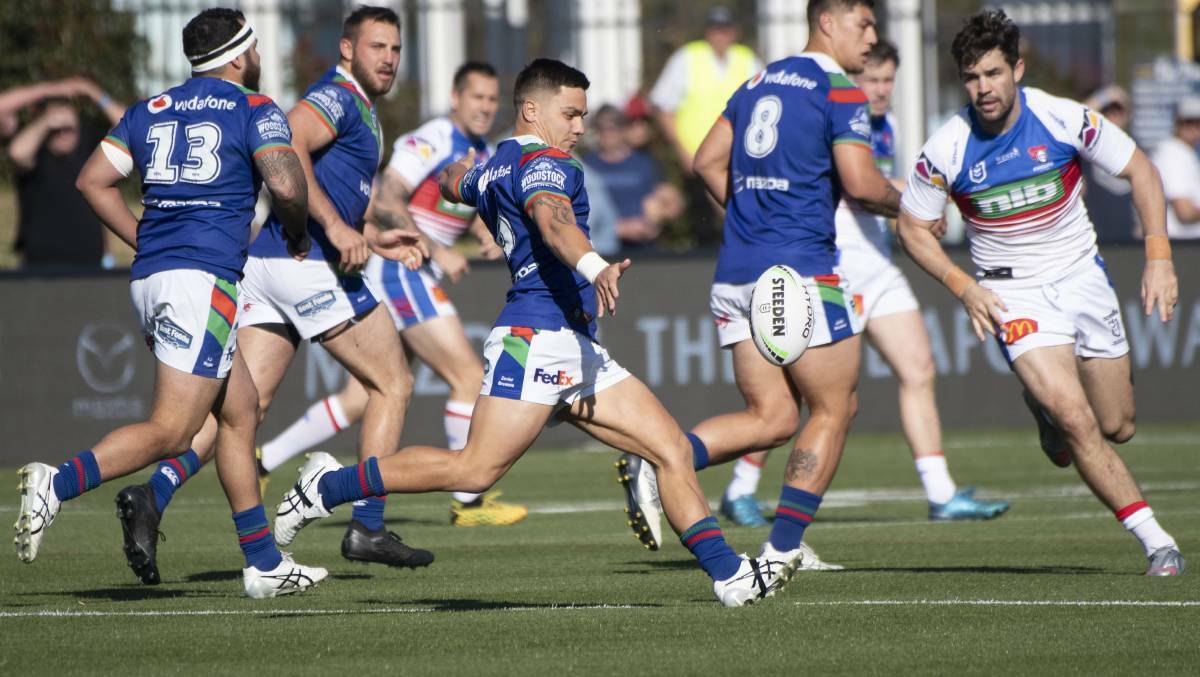 FLASHBACK: Kodi Nikorima in action during the Warriors' win over the Knights at Scully Park in August. Photo: Peter Hardin