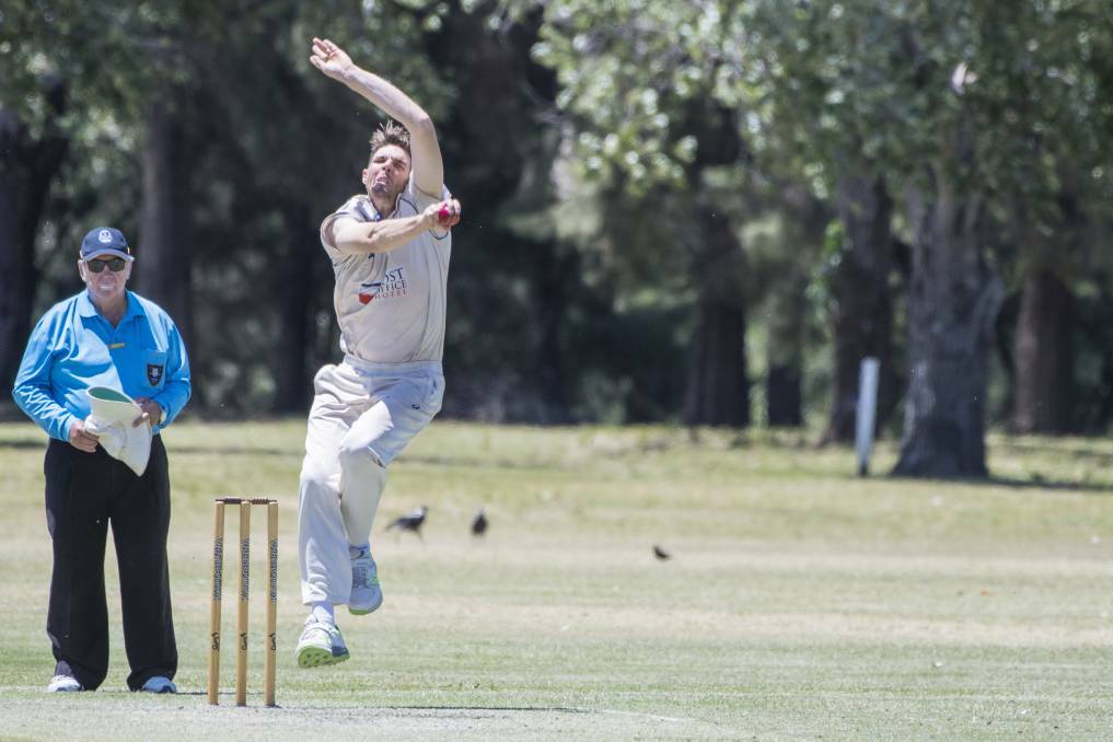 NO JOY: South Tamworth quick Tom O'Neill finished with 0-16 off five overs in the Bush Blues' loss to Queensland Country. Photo: Peter Hardin 