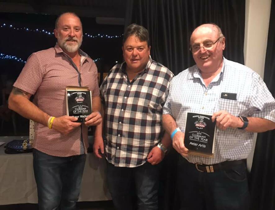 FLASHBACK: Artis with fellow 2019 Bears clubman of the year Shane Wadwell Snr (left) and the late Jody Cooper. Photo: Facebook