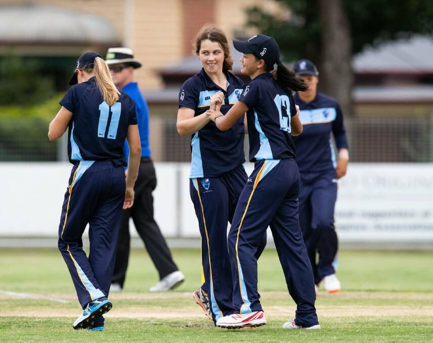 TAMWORTH TERROR: Jess Davidson celebrates a wicket at the under-18 national championships in Bendigo. Photo: Facebook