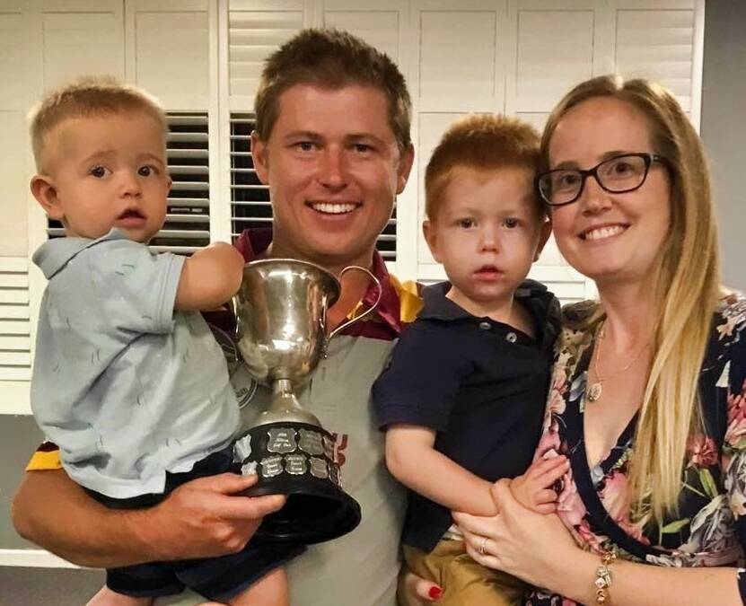 TRIBE TIME: Cady celebrates Albion's grand final triumph this year with Jenna and Hamish (left) and Angus. Photo: Facebook
