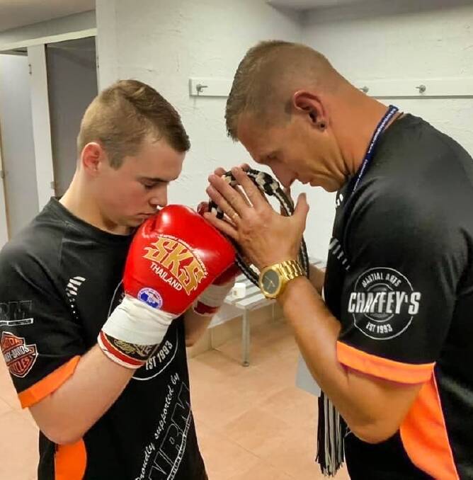 PRIME TIME: Josh McCulloch and his trainer, Scott Chaffey, will be engaged in the biggest fight of McCulloch's career in Brisbane on Saturday night. Photo: Facebook