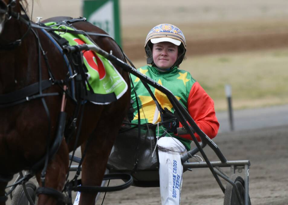 SWEET SPOT: Brad Elder has an affinity with Tamworth Paceway. Here he is at the venue last week after winning behind Our Roys Dream on a dream day. Photo: Gareth Gardner 