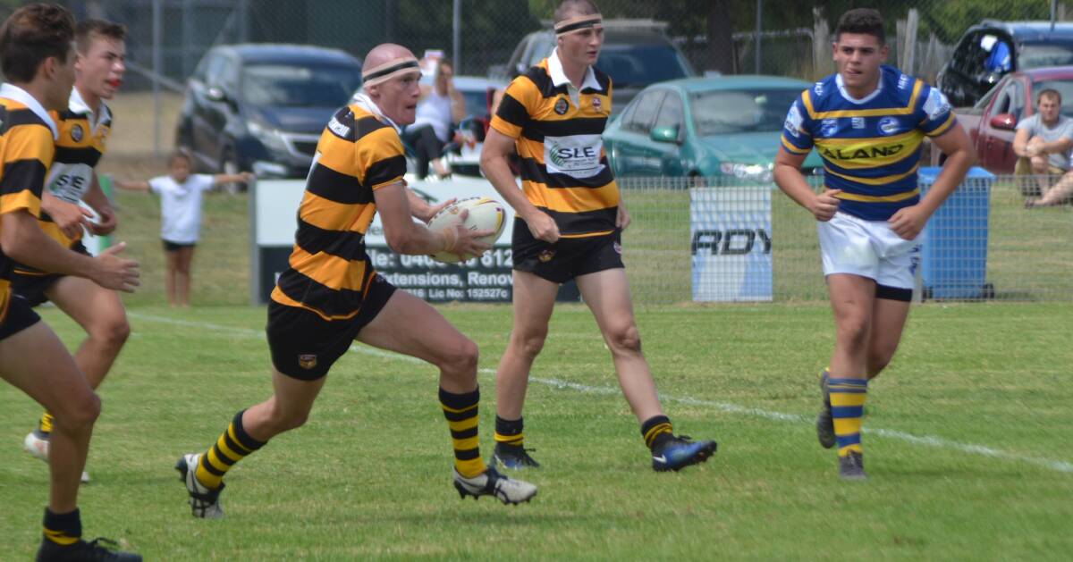 FULL THROTTLE: Greater Northern Tiger centre Cooper Harris on the attack against the Eels in Saturday's Laurie Daley Cup loss at Singleton. 