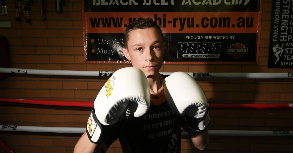 THE FIGHTER: Liam Mckillop is a Tamworth teen chasing his Muay Thai dreams. Photo: Gareth Gardner