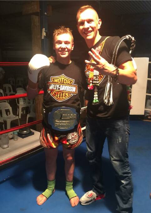 McCulloch and his trainer, Scott Chaffey, celebrate the win. Photo: Facebook