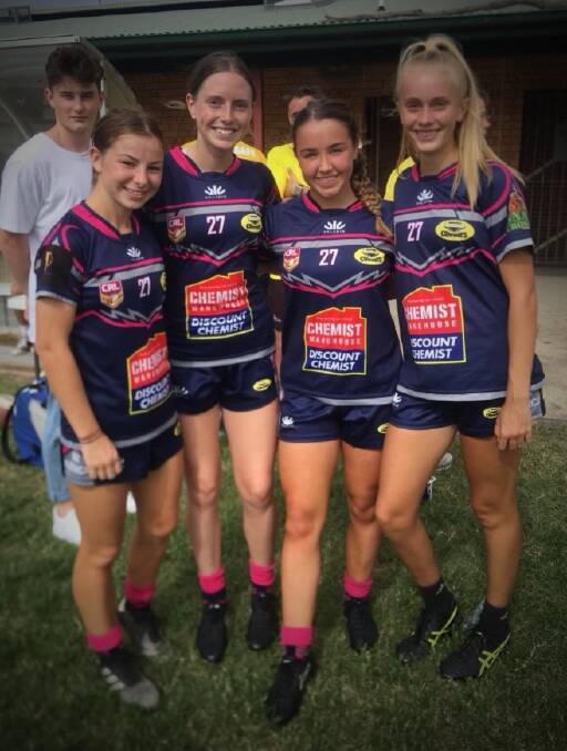 FOR PROSPERITY: Jada Taylor (third left) with Cowgirls teammates Ellie New, Chloe Shanley and Phoebe Porter. Photo: Supplied