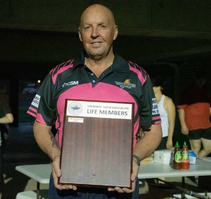 LOYAL SERVANT: Ian Handsaker has become the first ever recipient of life membership at the Tamworth Touch Association. Photo: Facebook