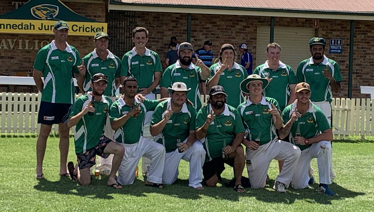 CHAMPIONS: Gunnedah celebrate their defeat of Inverell in the Connolly Cup final at Wolseley Oval on Sunday. Photo: Katrina King