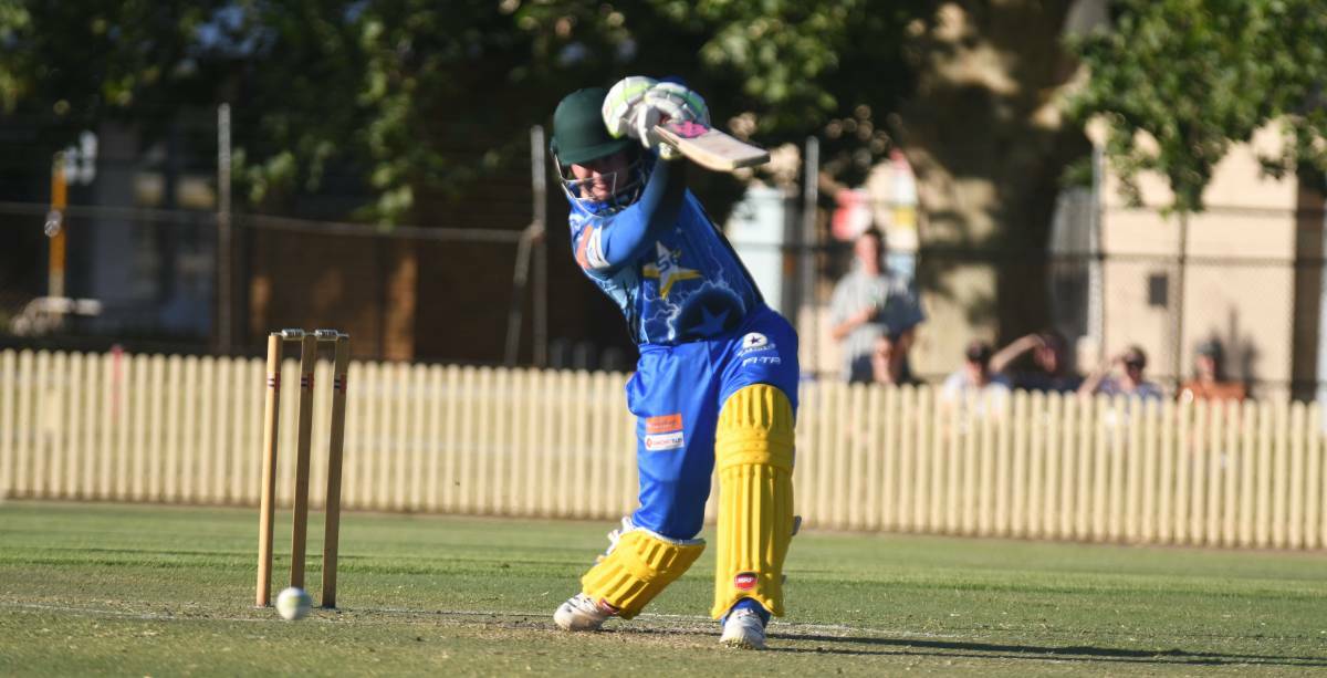 FLASHBACK: Old Boys' Brad Walters hits out in last season's one-day final against North Tamworth at No 1 Oval. Old Boys won. Photo: Mark Bode