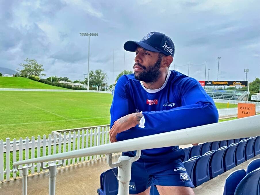 FOXX FOCUS: Josh Addo-Carr poses at Scully Park on Thursday. The NRL star is in Tamworth with the Bulldogs for a preseason camp. Photo: Mark Bode