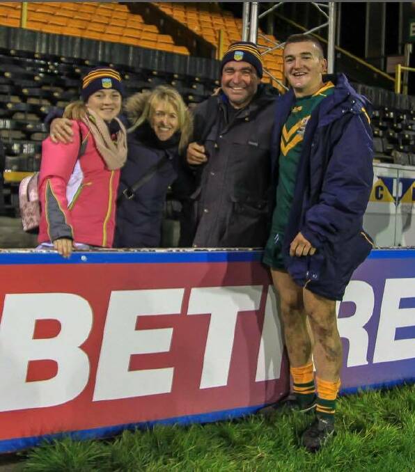 THE CLAN: Altus with his parents, Nick and Anna, and his sister, Sally, following an Australian Schoolboys match in England last year. Photo: Facebook