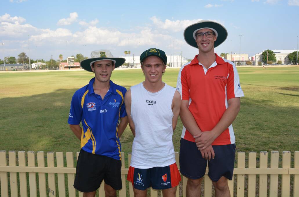 THE BOYS: Three of Gunnedah's young brigade - Hayden Baker, Zac Clarke and (13th man) Brodie Cleal. Photo: Jessica Worboys