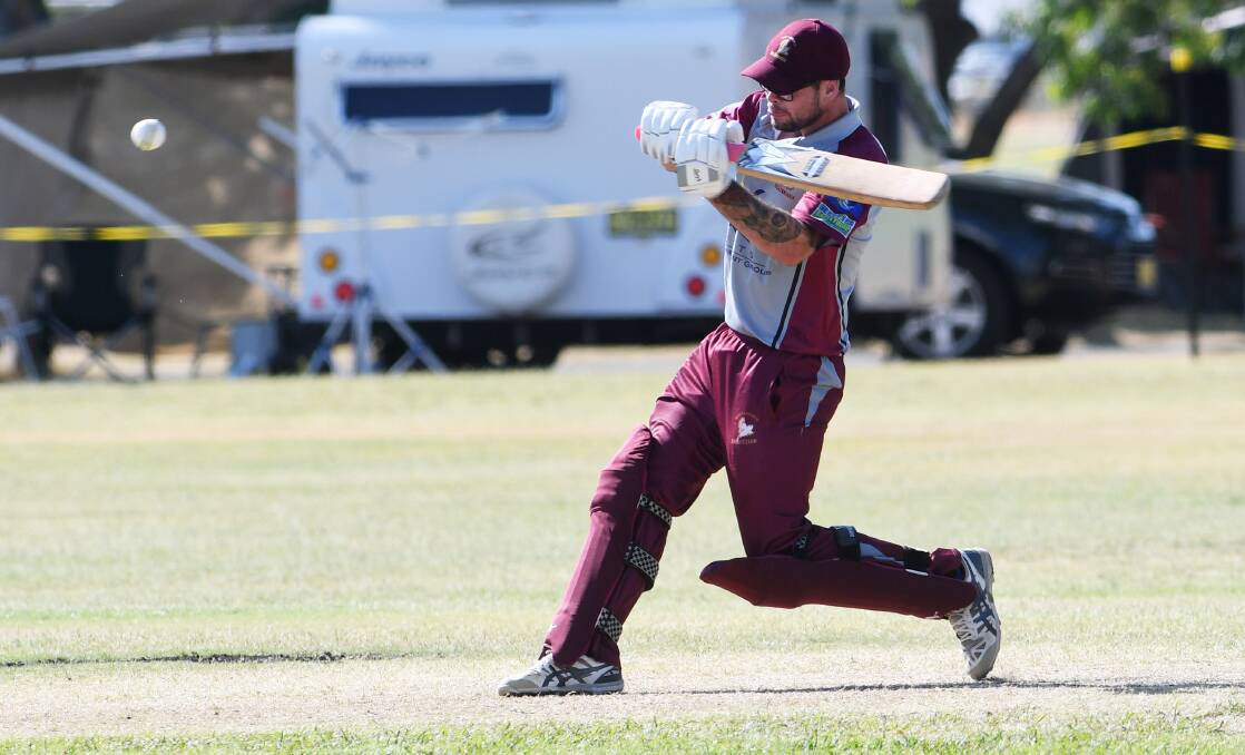 WEAPONISED: Wests opener Harrison Kelly goes ballistic in making 108 not out in a Twenty20 defeat of Norths at Riverside 2. Photo: Gareth Gardner