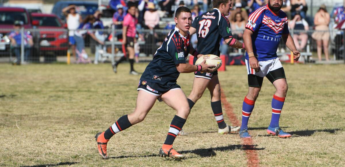 Zach Hatch in action against Gunnedah in the knockout final at Kootingal on Sunday. 