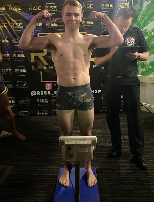 RIPPED: McCulloch shows off his hard work at the weigh-in. Photo: Facebook
