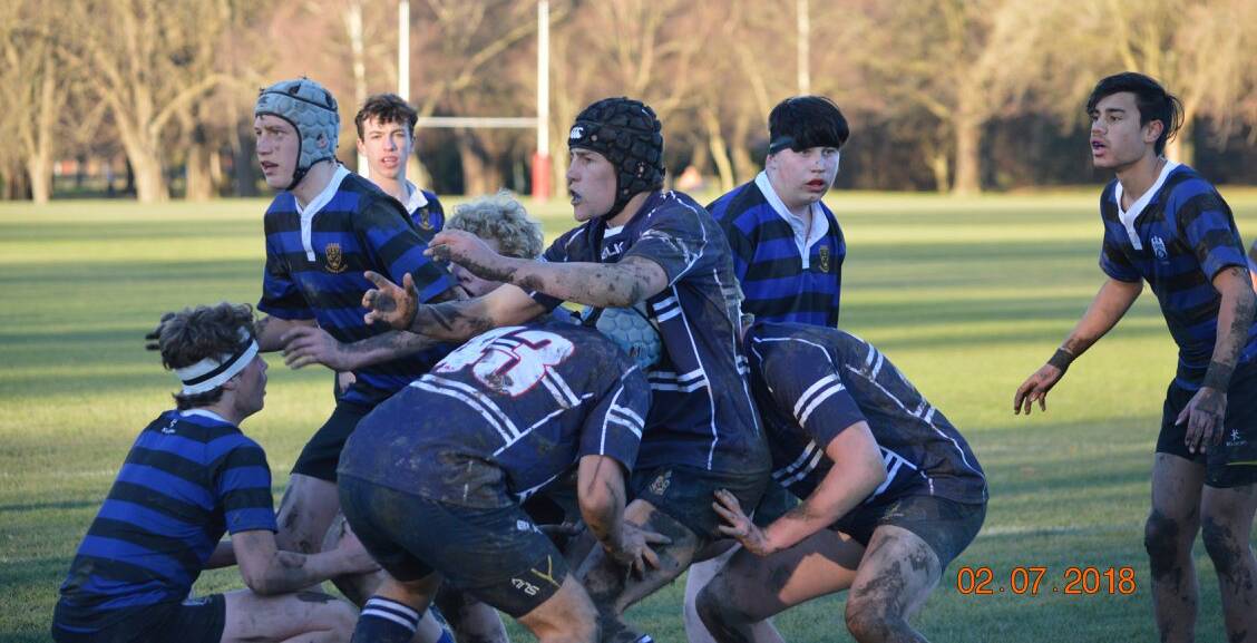 WELL DRILLED: TAS's Lachlan Oates in action against Christchurch Boys' High. Photo: Nicola Jones.