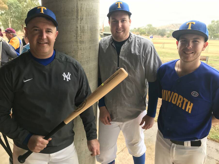 BON VOYAGE: John Warren, Brad Smith and Brock Ridgewell will attend baseball carnivals in Cairns and Prague with NSW Country. Photo: Contributed 
