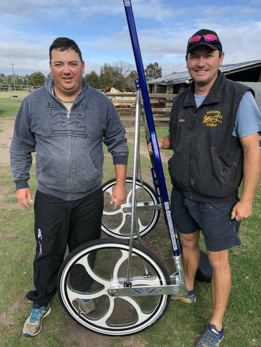 EXCITEMENT BUILDS: Armidale Harness Racing Club members David Munsie and Mitch Faulkner. Faulkner will contest the Bill Barraclough Memorial at the club on Sunday.