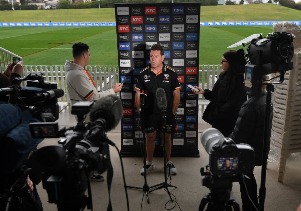 Kimmorley speaks to the media at Scully Park on Friday. Picture by Gareth Gardner