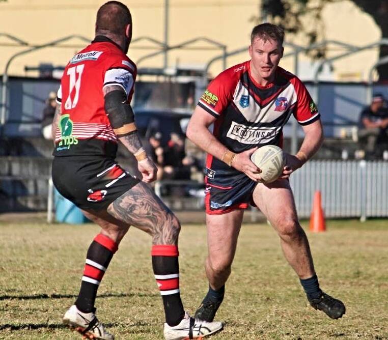 Logan Howard on the charge against North Tamworth at Jack Woolaston Oval this year. 
