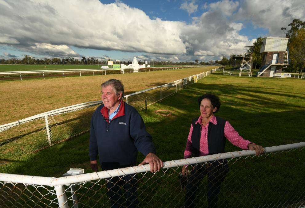 GROWTH SPURT: Gunnedah Jockey Club president Kevin Edmonds and secretary manager Lyn Tongue are overseeing a busy period. Photo: Gareth Gardner