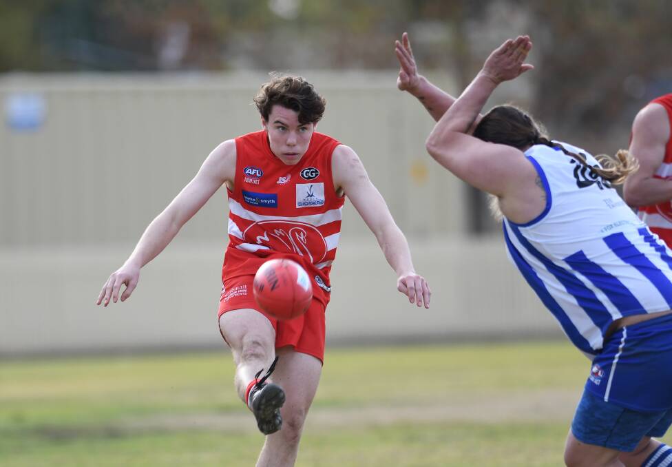 YOUNG GUN: Ed George looks to create something for the Swans. Photo: Gareth Gardner