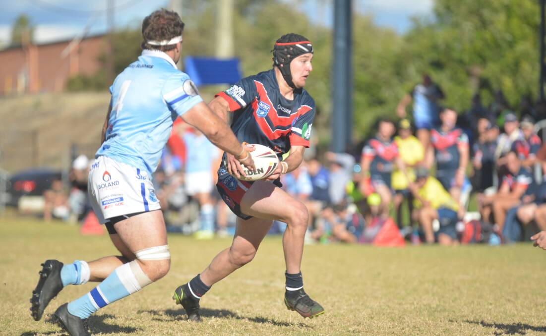 MR VALUE: Liam Hatch has snared a try double in the Roosters' 30-20 defeat of Dungowan. Photo: Mark Bode