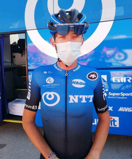 SAFETY FIRST: Dylan Sunderland prior to stage eight of the Giro d'Italia. Photo: Facebook