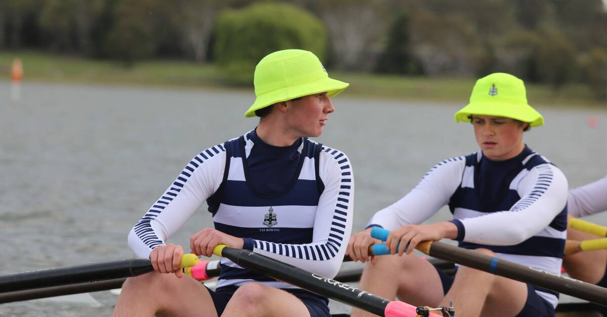 LEADERSHIP ROLE: Boys captain Joseph Sewell looks back at Oliver Kearney and the rest of his crew.