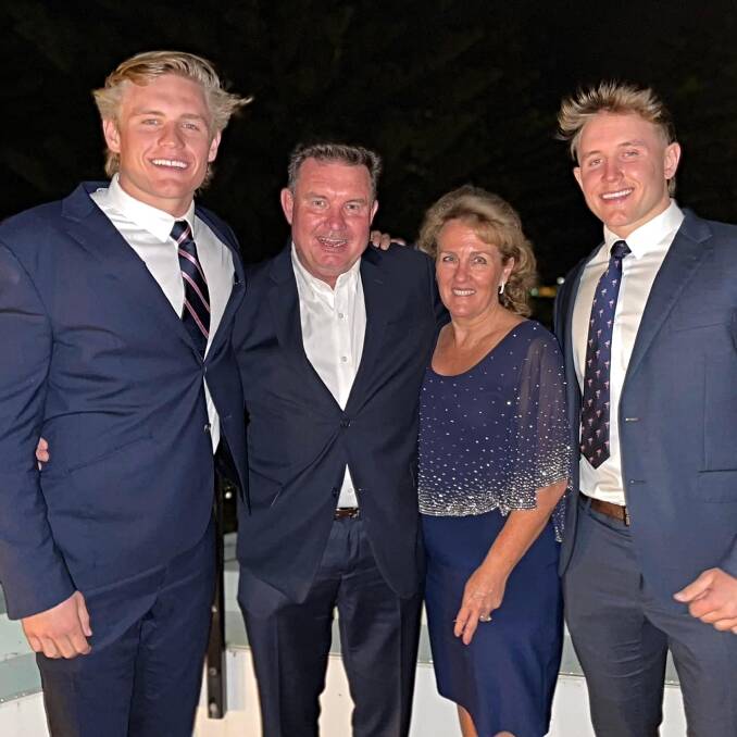 Western Force signing Mitch Watts, left, is seen here with his mother and father, Debra and Stuart, and his elder brother, Nathan. Picture supplied