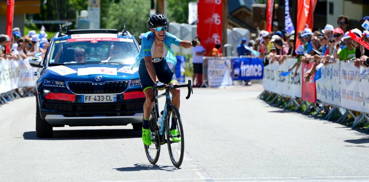 MACHINE: Inverell's Dylan Sunderland - seen here competing at the recent Tour de Savoie Mont-Blanc, in Switzerland - has won two events at the Tamworth Cycling Festival. Photo: Facebook 