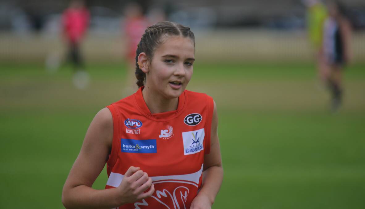 MEMORABLE: Abby Wakely leaves No 1 on Saturday after making her AFL North West premiership debut.