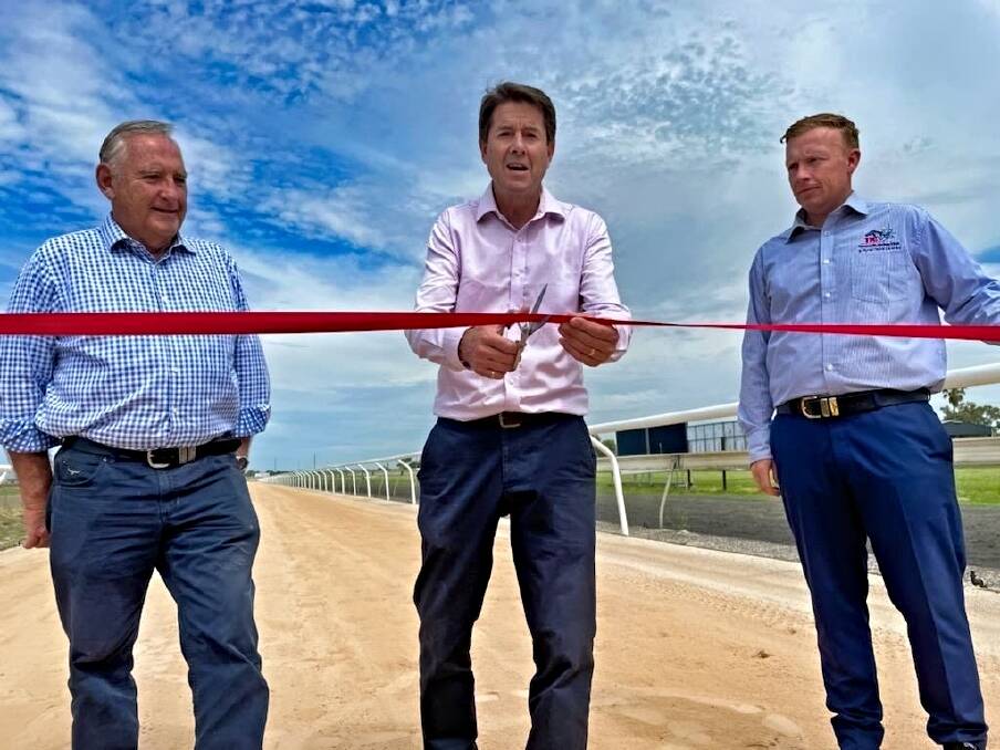 OFFICAL OPENING: Tamworth Jockey Club chairman Keith Harris, Tamworth MP Kevin Anderson and TJC general manager Michael Buckley. Photo: Mark Bode