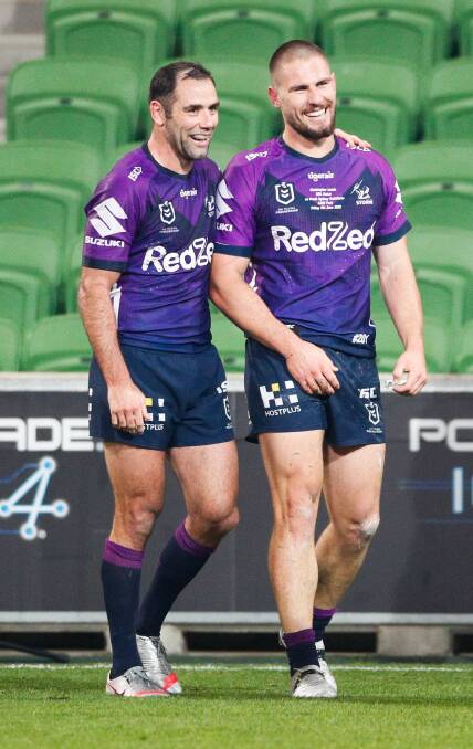 MENTOR: Ashford native Chris Lewis says Cameron Smith is a very supportive teammate. Photo: Melbourne Storm