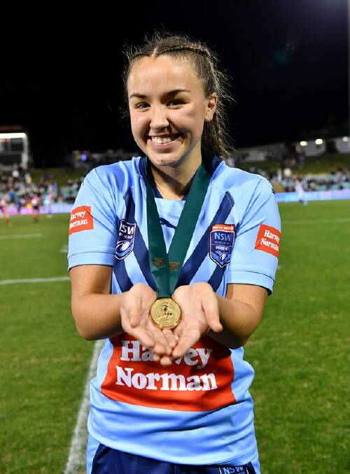 BOBBY-DAZZLER: "It's very important and very special to receive it," Jada Taylor says of her player of the match award from NSW's under-19 win over Queensland. Photo: NSWRL