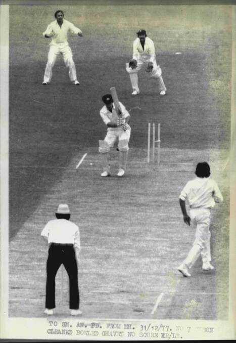 FLASHBACK: Opener John Dyson is bowled by Karsan Ghauri in the third Test between Australian and India at the MCG on December 31, 1977.