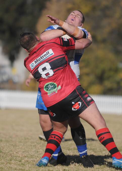 Bears prop Ben Jarvis gets heavy-handed in his 50th first-grade game for Norths. Photo: Mark Bode