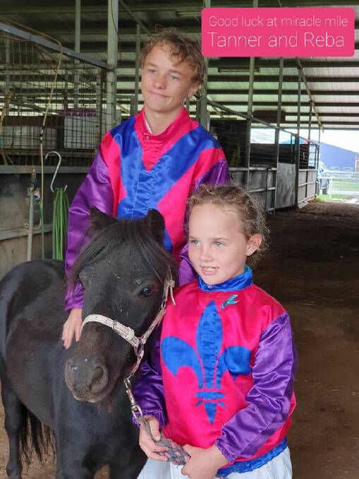 SIBLING POWER: Tamworth's Tanner and Reba Brown took part in mini trot races at Menangle last weekend. Photo: Supplied