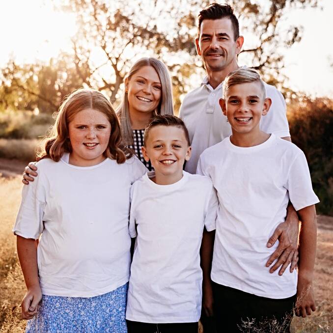 "I love the family," Mick Watton says. He is pictured here with his son, Brooklyn, right, his fiancee, Codie Ryan, and her children, Grace and Archie. Picture supplied