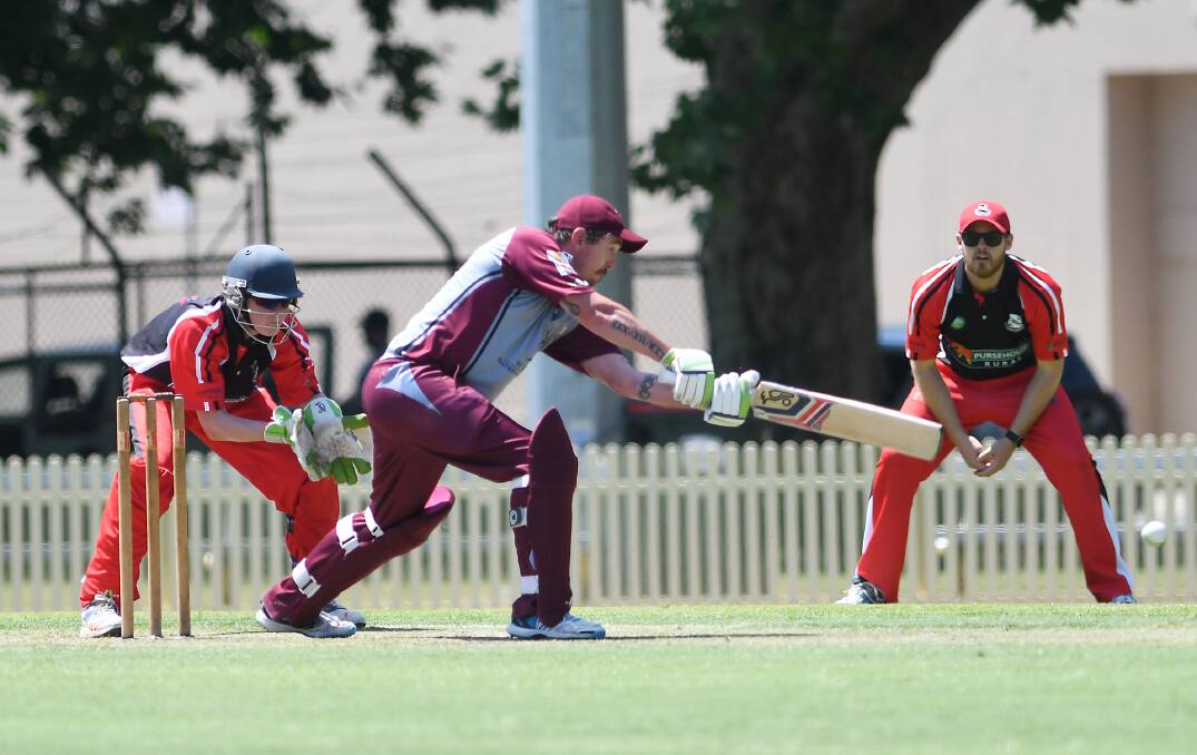 STANDARD: Wests opener Daniel Collinson caresses the ball in making 98 not out. Photo: Gareth Gardner 