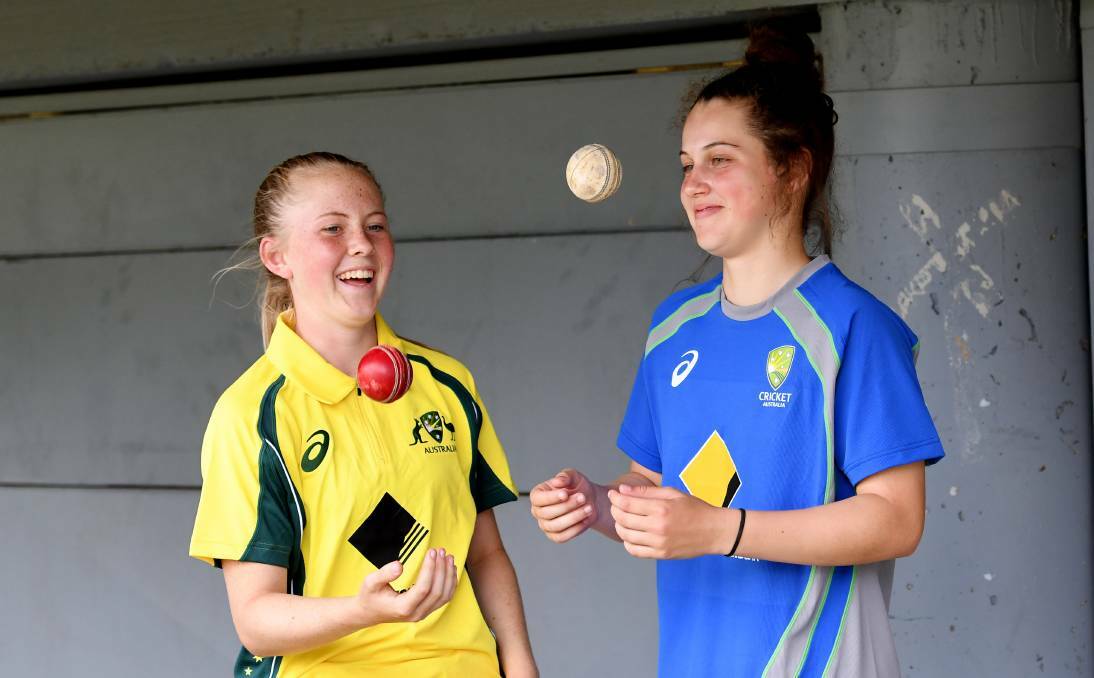HIGH TALENT: Davidson, right, with Lara Graham before the under-18 nationals in Canberra late last year. Photo: Gareth Gardner