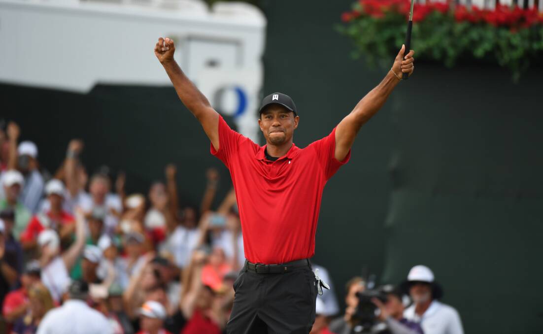 MONKEY REMOVED: Tiger Woods wins the Tour Championship, to stage arguably the greatest ever sports comeback. Photo: USA Today