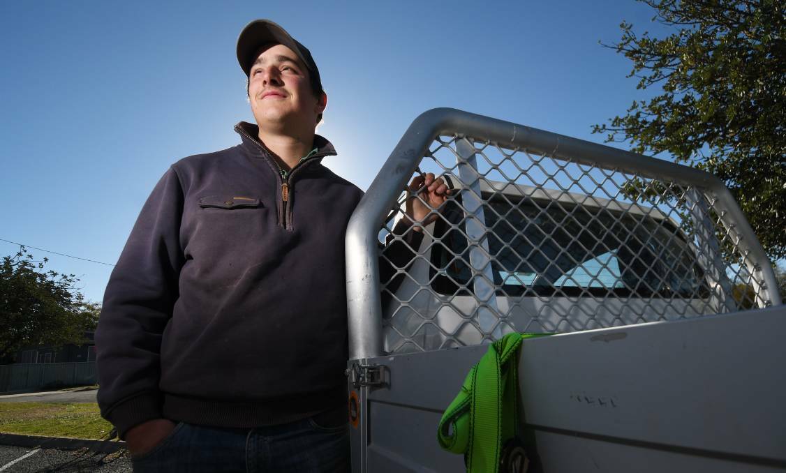 LIFE'S BOX SEAT: "Ever since I was into my teenage years I always wanted to do this," Jye Paterson says of working on a farm. Photo: Gareth Gardner 