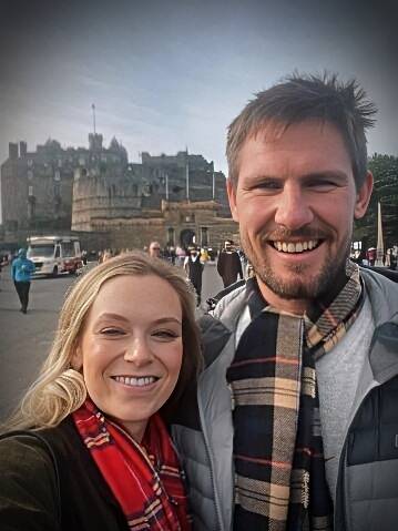 Lewis and McCann are photographed outside Edinburgh Castle. Picture supplied